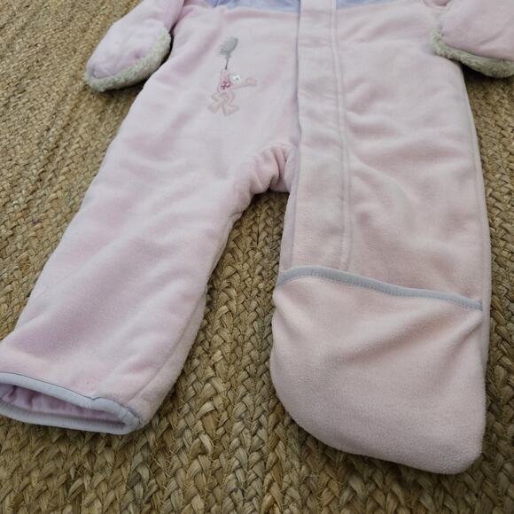 GIRLS COLUMBIA PINK FLEECE MONKEY HOODED SNOWSUIT BUNTING BABY TODDLER 18MOS - Picture 7 of 7